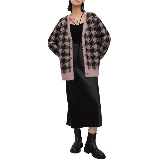 Allsaints Irma Houndstooth Cardigan Pink Small - Picture 8 of 16